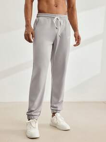 Driftmere Quần jogger nam in chữ, có dây rút ở eo và túi - Xám - Xem 7