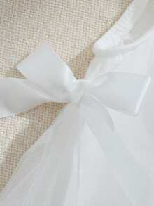 Souflis Souflis Baby Girl Round Neck Bow Decor Butterfly Pattern Casual Party Dress - White - View 3