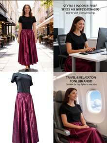Đầm khiêu vũ dài thời trang, làm từ sợi polyester, váy ba lê satin dành cho nữ, thích hợp cho múa bụng, khiêu vũ, múa flamenco và múa rock. - Nhiều màu - Xem 8