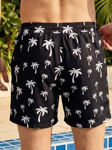 Manfinity KASUA Men's Summer Vacation Coconut Tree Print Drawstring Waist Beach Shorts - Multicolor - View 2