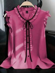 GlowEve CURVE Large-Sized Woven Casual Summer Women's Shirt - Hot Pink - View 1