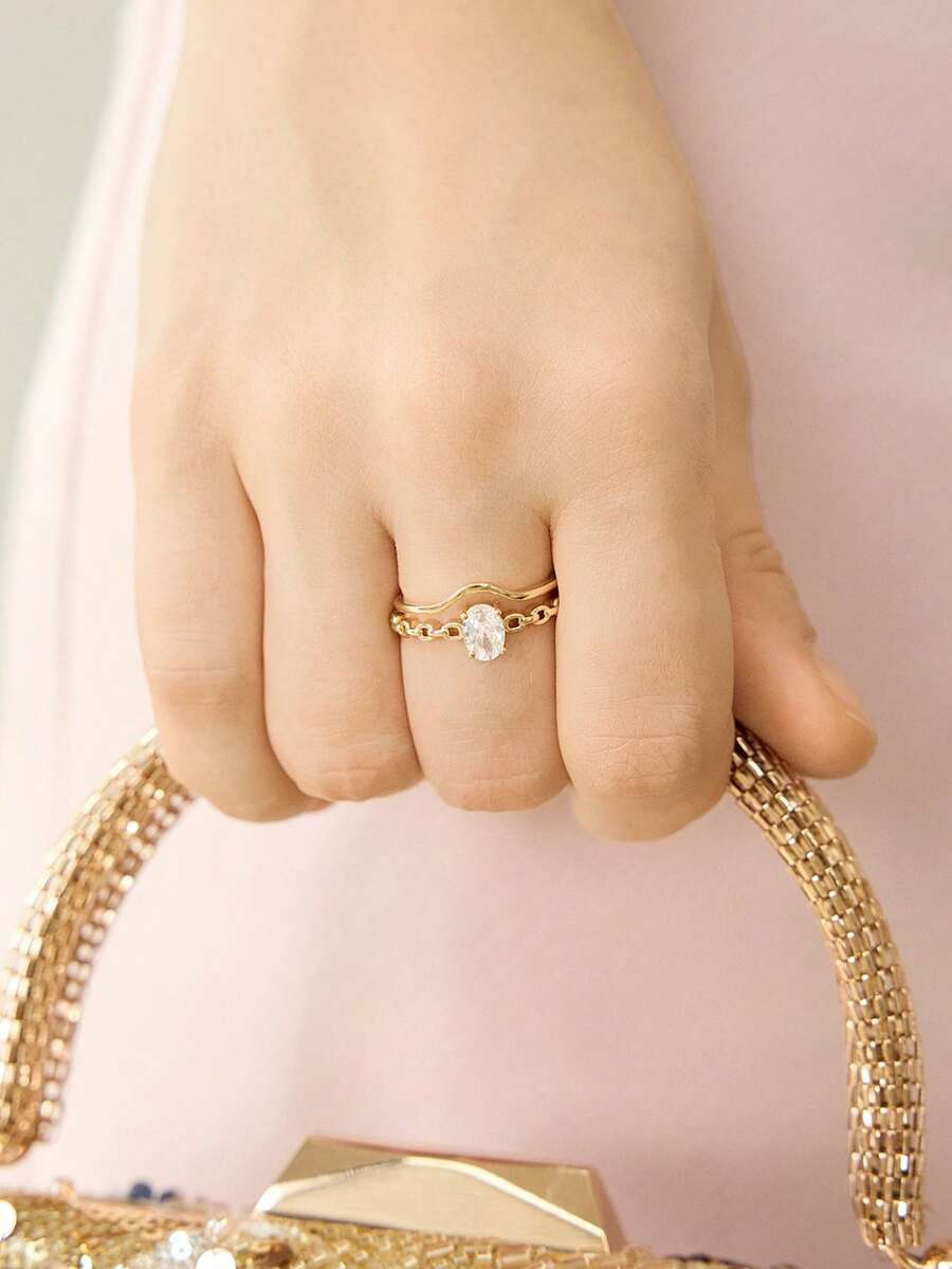 MOTF PREMIUM NHẪN HỞ TỐI GIẢN BẰNG VÀNG 18K ĐÍNH KIM CƯƠNG - Vàng - kim cương trắng - Xem 1