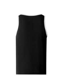 Camiseta básica casual ajustada para hombres con estampado de letras negras sin mangas, adecuada para todas las estaciones - Negro - Ver 2