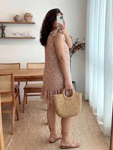 Váy hè thường ngày thắt nút hoa cỡ lớn cho nữ Boho mùa hè Boho Old Money trang phục mùa hè cho phụ nữ trang phục nghỉ xuân Rave lễ hội trang phục nghỉ xuân - Hồng - Xem 2