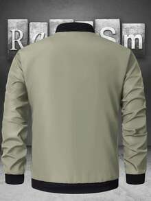 Manfinity Homme Men's Contrast Color Minimalist Casual Long Sleeve Jacket - Khaki - View 5
