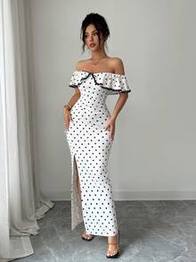Elenzga Đầm nữ mùa hè màu đen chấm bi, chất liệu vải, xếp ly, viền ren, thiết kế xẻ tà, thanh lịch, thích hợp làm quà sinh nhật, hẹn hò, dự tiệc, ngày Valentine, lễ hội, du lịch, đi biển, phong cách đường phố, trang phục mùa hè, đầm hè, hàng mới về, sản phẩm thời trang, thiết kế độc đáo, đa năng. - Màu be - Xem 3
