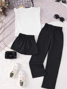 Summer Set For Girls Cute Heart 3 Pieces - Black - View 2