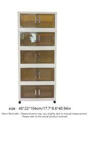 1PC 45/60CM Foldable Storage Cabinet, 1-5 Tier Double Door Storage Organizer, Thickened Plastic Wheeled Storage Cabinet, Living Room Toy & Snack Multi-Layer Cabinet, Clothes Storage Cabinet, Home Dust-Proof Shelving, Home Storage Rack, Storage Box, Plastic Container, Oil Bottle, Kitchen Storage Supplies, Cup Rack, 1 Oil Bottle, Spoon Rack, Kitchen Storage Rack - Multicolor - View 10