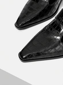 Mnmlis Modische High Heels speziell für Frauen, eleganter spitzer Zehenstil, bequemer und einfacher dicker Absatz, geeignet für alle Jahreszeiten, hoher und Slip-On-Design, passend für verschiedene Modekombinationen - Schwarz - Übersicht 4