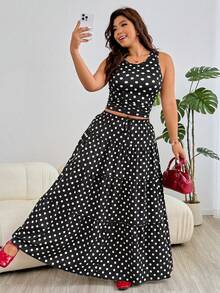 Solflare Yellow Sleeveless Maxi Dress Plus Size 2 Pieces Set - Multicolor - View 4