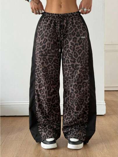 Coolane 女士春夏音乐会街头风撞色降落伞裤