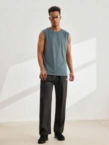 Driftmere Men Solid Tank Top Gym - Blue - View 8