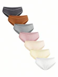 Lowkey Lull Women Casual Comfy Rib Knit Multicolor Briefs With Contrast Lace Trim Medium Stretch Panties - Multicolor - View 5