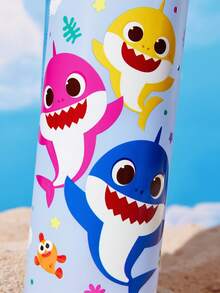 BABY SHARK X SHEIN Botella de agua de 750 ml / 25 oz con pajita de silicona y tapa a prueba de derrames, adecuada para viajes, turismo y uso escolar - Celeste - Ver 8