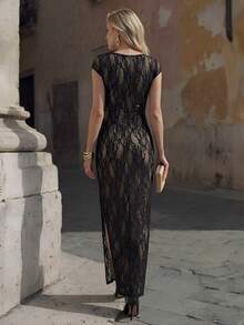 Ellevyn Women's Black Lace Dress - Black - View 2