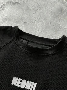 Men's Street Fashion White Knit Crew Neck Letter Print Knit Tank Top, Suitable For Summer - Black - View 3