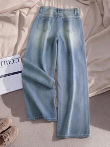 GlowEve Women's Casual Everyday Denim Jeans With Pockets And 3D Floral Decor - Blue - View 2