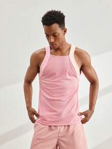 Driftmere 2 Packs Men's Solid Ribbed Casual Versatile Tank Top Ribbed Tank Top Pink And White Tank Tops Tank Tops Pack Square Neck Tank Top - Multicolor - View 1