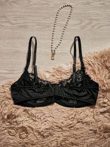 HautHeat Charlaine Women's Fashion Lace Wireless Unpadded Bra With Underwire, Chic Autumn Lingerie Bra - Black - View 2