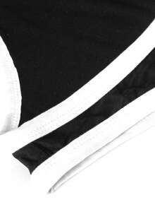 Camiseta básica casual ajustada para hombres con estampado de letras negras sin mangas, adecuada para todas las estaciones - Negro - Ver 4