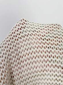 Balvessa Hollow Out Cover-Up Dress, Flattering For Beach Vacation In Summer - Apricot - View 5