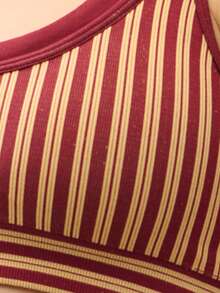 Nöista Part Of A Set, Sport's Bra In Stripes Structure, Seamless Style And Layering Detail In Burgundy. Activewear, Yoga, Gym, Workout, Barre, Pilates. - Burgundy - View 7