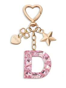 Llavero con letra linda, llavero rosa con diamante, llavero colgante de letra mayúscula de resina con lámina, llavero elegante, regalo para mujer, decoración de billetera, Día del Padre, Día de la Madre, regalo de cumpleaños, regalo festivo de Acción de Gracias y Navidad. - Polvo de diamante - Ver 27