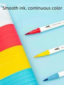 1PC Dual Tip Brush Marker Pen Fine Tip And Soft Brush Tip Art Markers For Adult Kids Coloring Hand Lettering Journaling Calligraphy Drawing Painting School Supplies With Vibrant Ink Ergonomic Grip Portable Case - various - View 9