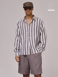 Musero Camisa ligera con botones, cuello y mangas largas, con rayas de contraste, esencial para primavera y verano - Multicolor - Ver 1