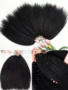 Boho Braids 女士羽毛钩编真人发 50克/150克/250克 蓬松直发 预分离无结蓬松直发钩编假发 预环钩编真人发接发 - Natural Black - 查看 16