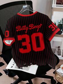 Betty Boop x SHEIN SHEIN Attitoon 女士休闲简约圆领短袖宽松T恤 - 彩色 - 查看 3