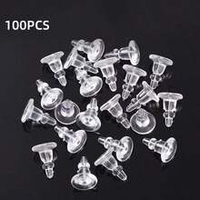 100 chiếc nút bịt tai, phụ kiện trang sức thủ công tự làm, nút bịt tai bằng silicon chống trượt, chống thất lạc. - Trong suốt - Xem 7