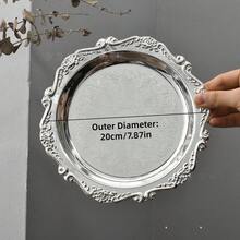 1 pieza Bandeja vintage, posavasos, portavelas, organizador de joyas, de metal en color dorado o plateado, decoración - Plateado - Ver 17