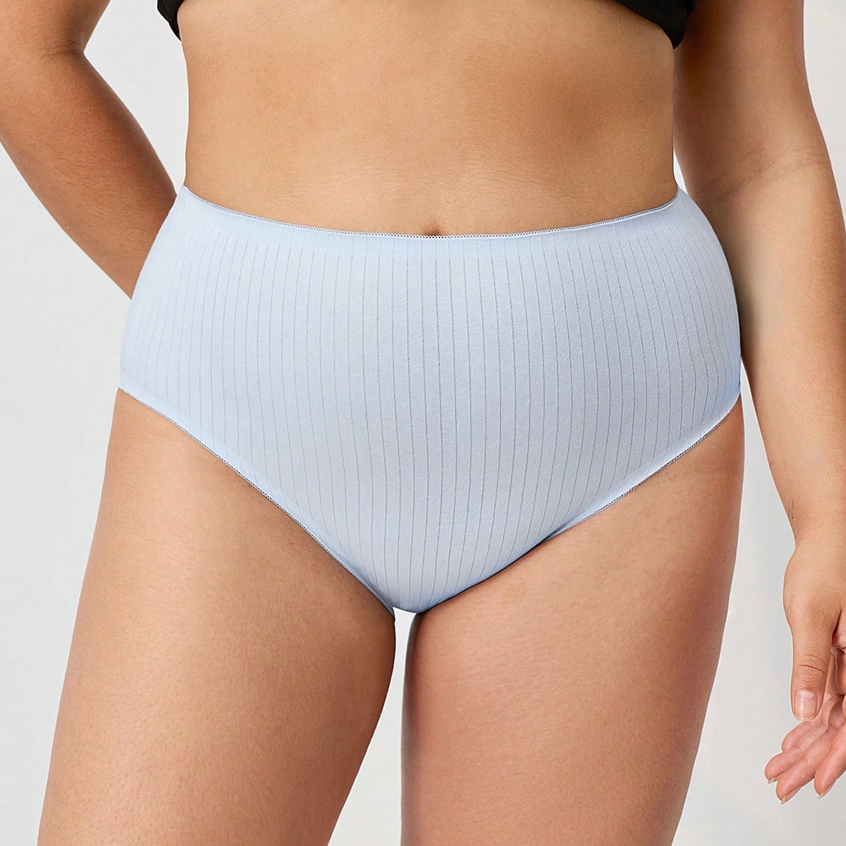 Paquete de 3 bragas de algodón de cintura alta para mujer - Negro