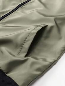 Manfinity Homme Men's Contrast Color Minimalist Casual Long Sleeve Jacket - Khaki - View 8