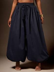Vixey Pantalones globo con cintura con cordón de tiro alto - Azul - Ver 2