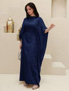 Đầm maxi Thổ Nhĩ Kỳ dành cho nữ và áo abaya truyền thống Ả Rập. - Màu xanh hải quân - Xem 8