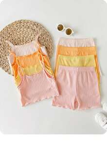 SHEIN 8pcs/Set Young Girl' Candy Color Camisole Tops - Multicolor - View 6