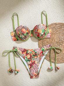 Swim Vcay Bộ bikini và quần tam giác gợi cảm họa tiết da báo và hoa dành cho nữ, thích hợp mặc đi biển mùa hè. - Nhiều màu - Xem 7
