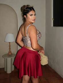 Maria Perezxox Áo hai dây ren xuyên thấu gợi cảm, kiểu buộc dây, thích hợp cho các buổi tiệc tối, tiệc cocktail, câu lạc bộ, sinh nhật, ngày lễ, hẹn hò, kỳ nghỉ. - màu nâu - Xem 2