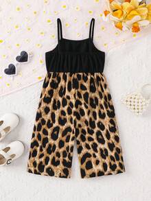 SHEIN Bộ áo liền quần không tay in hoa dễ thương cho bé gái, thích hợp cho mùa hè. - màu đen - Xem 2