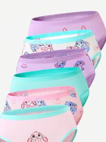 SHEIN 5-Piece Toddler Girls Underwear,Soft Knit Skin-Friendly Panties With Cartoon Graphic Print,Pink Purple Light Blue Snug Fit Daily Comfortable Briefs - Multicolor - View 3