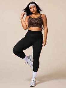 Rhythm Era Plus Size Seamless Leopard Print Camisole And Leggings Sports Set - Multicolor - View 4