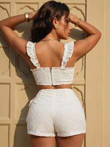 Swim Chiccia Women's White Summer Lace-Trimmed Embroidered Knot Beach Wrap Skort - White - View 2
