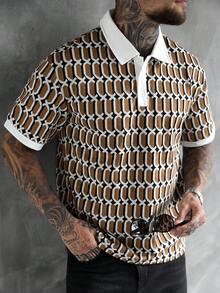 Manfinity Homme 男士格纹提花 Polo 衫，时尚男士衬衫，适合外出、派对、聚会、街头风等各种场合，包括高端休闲、日常休闲、周末旅行、户外活动、探险旅行、轻松的工作环境或半正式场合。也是送给男友/丈夫、周年纪念/生日、派对、圣诞节和新年等场合的理想礼物。 - 彩色 - 查看 8