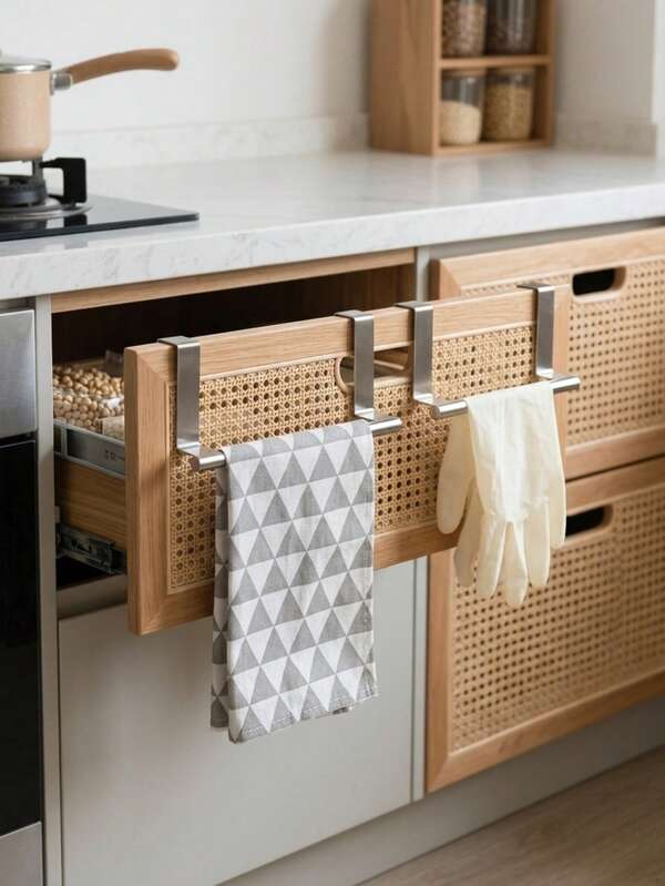 Cirelle 1PC No-Drill Stainless Steel Towel Rack – Single Wall Or Door Towel Bar For Bathroom  & Cabinet, Space-Saving Storage Organizer For Kitchen & Bath