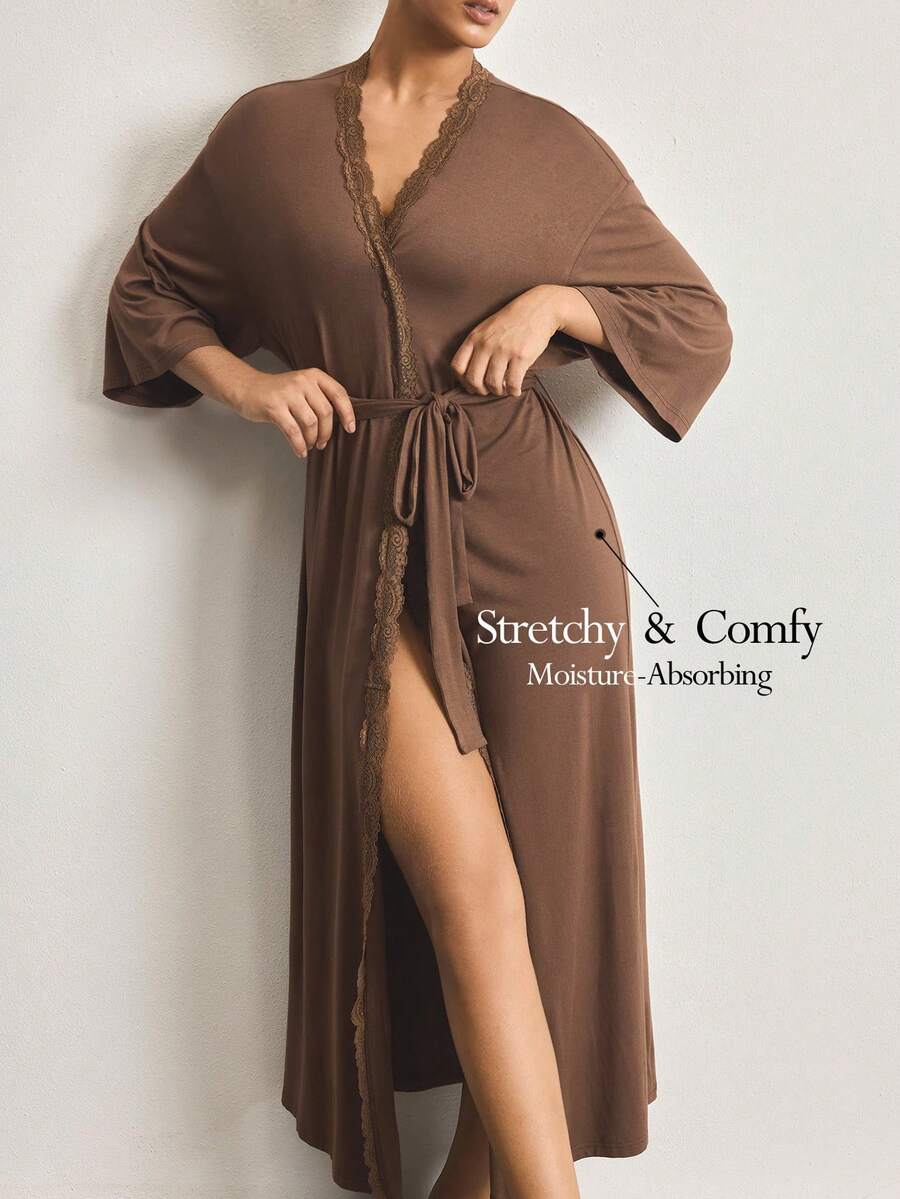 Ocili Áo choàng ren thoải mái dành cho nữ - Cà phê nâu - Xem 1