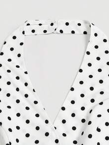 GlowEve Women's Elegant Sexy Polka Dot Print Scarf With Contrast Color Bow Tie Strap, Summer Golf White - White - View 6