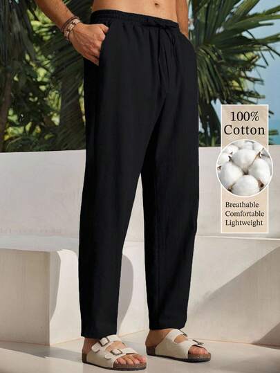 HIMLAND Pantalones casuales de negocios sólidos para hombres jóvenes