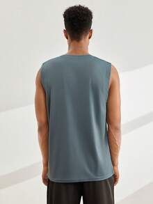 Driftmere Men Solid Tank Top Gym - Blue - View 2